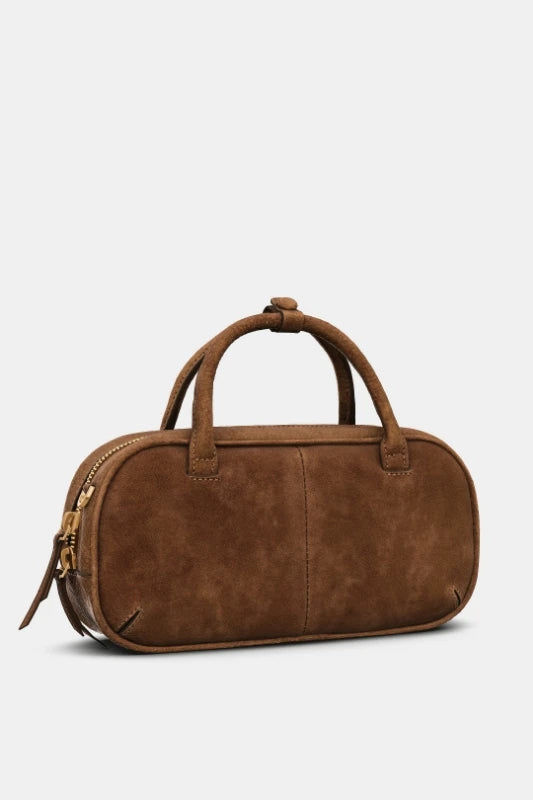 Luxury Suede Mini Baguette Bag - Black / Brown