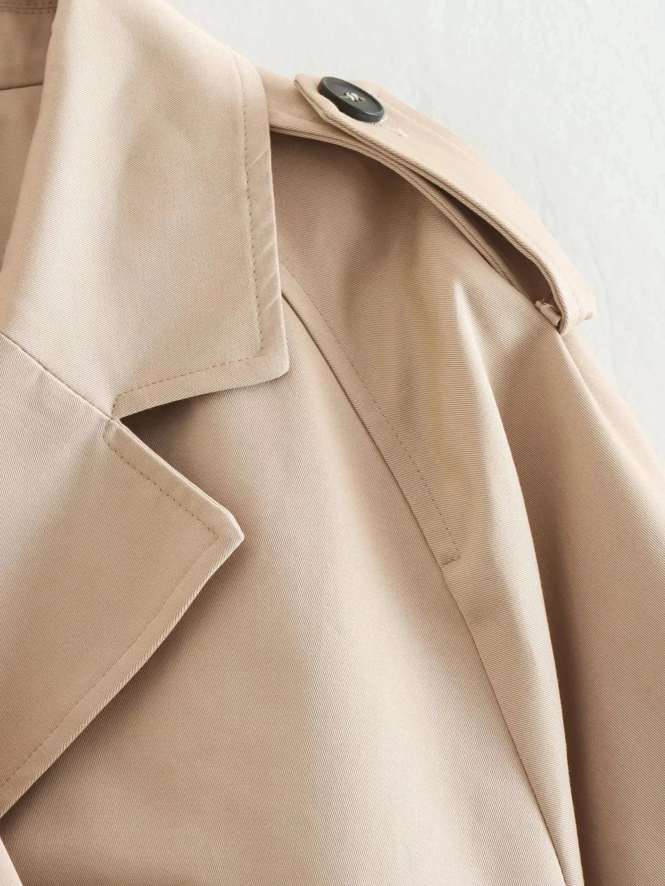 Lana Double Breasted Cropped Trench Coat - Khaki