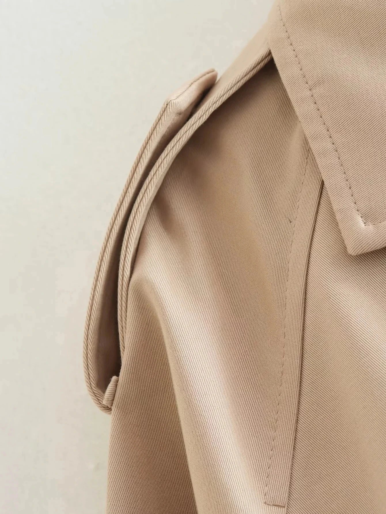 Lana Double Breasted Cropped Trench Coat - Khaki