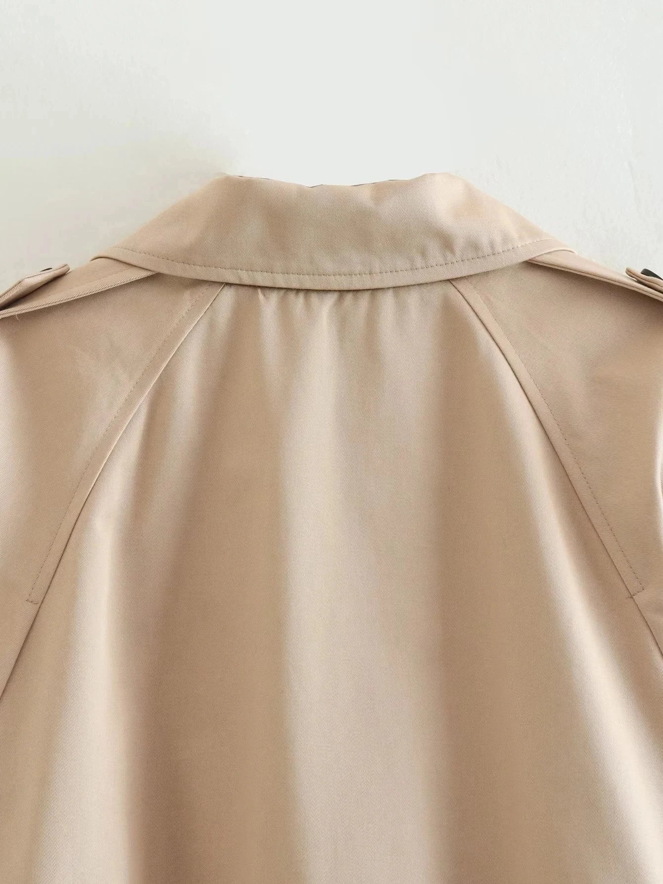 Lana Double Breasted Cropped Trench Coat - Khaki