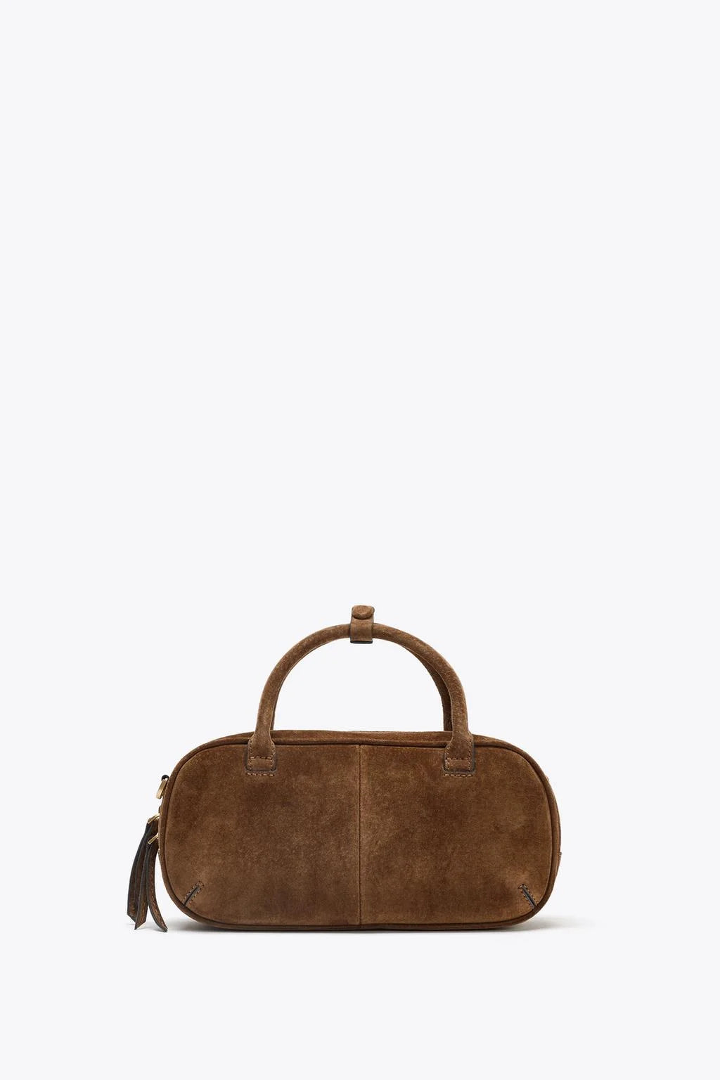 Luxury Suede Mini Baguette Bag - Black / Brown