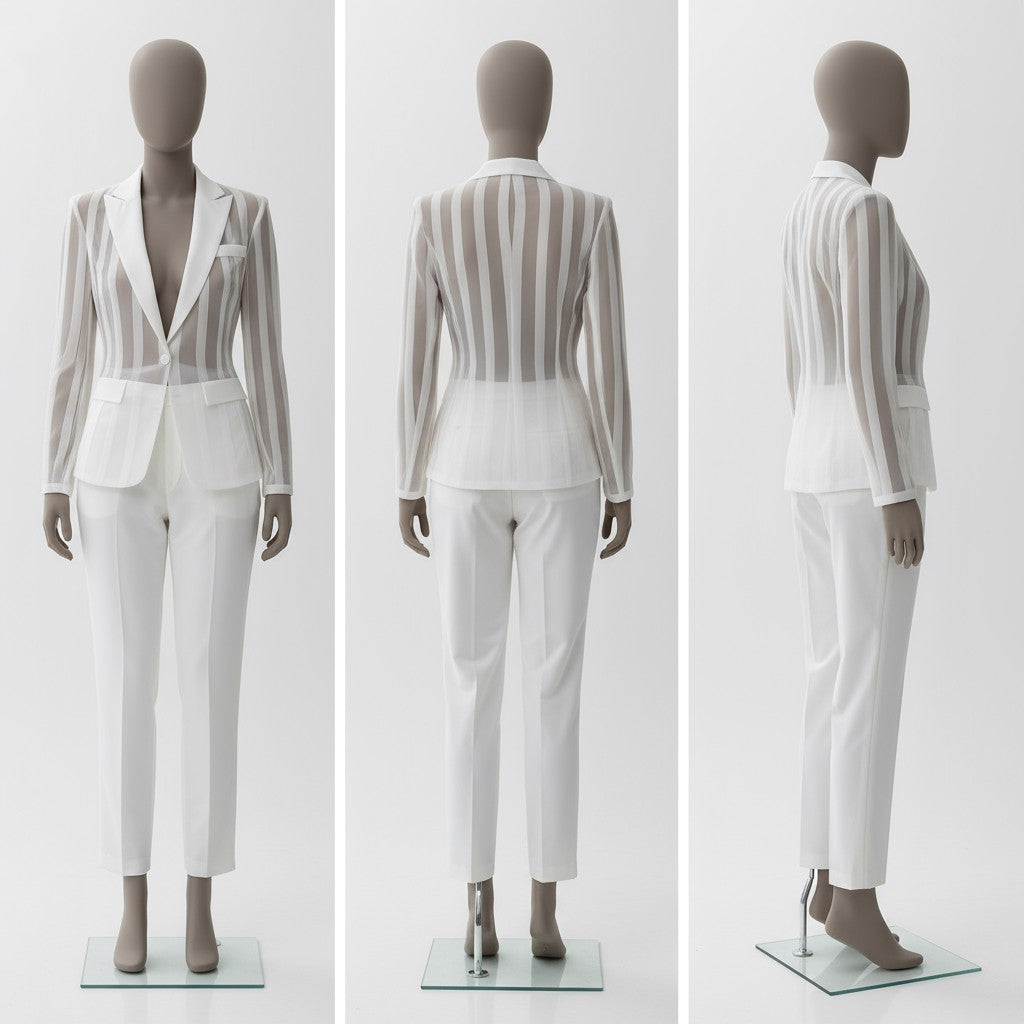 Cleo Striped Blazer - White/Black