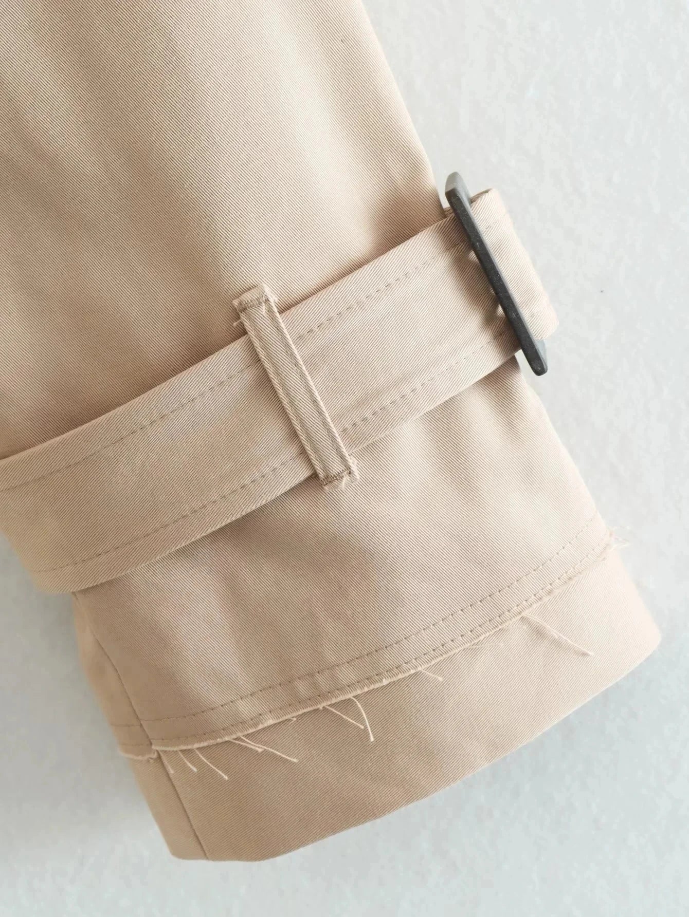 Lana Double Breasted Cropped Trench Coat - Khaki