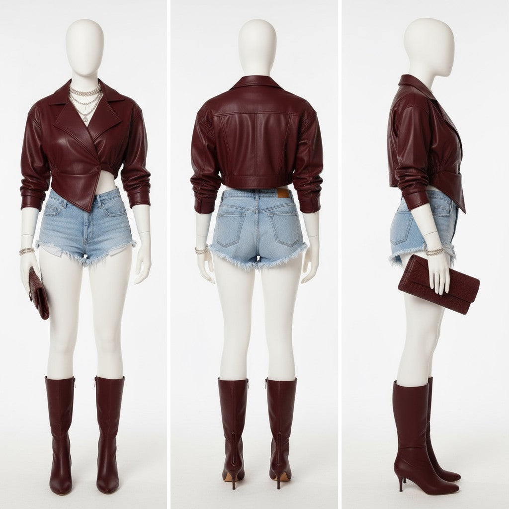 Anya Faux Slim Fit Cropped Blazer