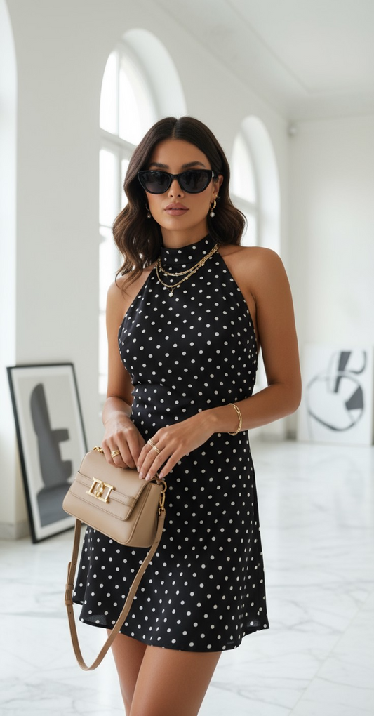 Bella Backless Ruched Split Mini Dress - Black